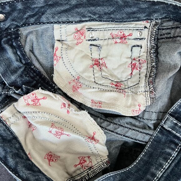 TRUE RELIGION SKINNY SWAROVSKI CRYSTAL JEANS 28x30 - Picture 7 of 13